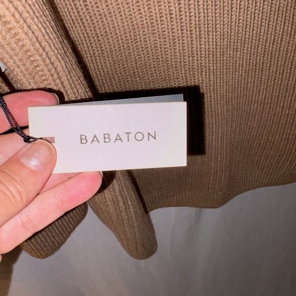 ARITZIA Babaton Roger Sweater In Heather Gold Camel V-neck MSRP $168 LARGE. NEW - Picture 7 of 11